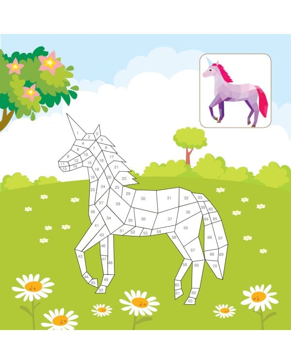 Волшебный мир. Раскрась наклейками, по номерам, по пикселям, обведи по точкам