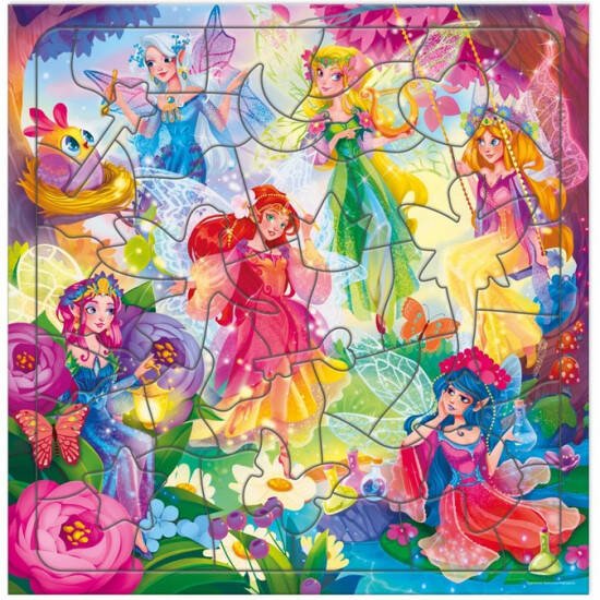 Пазл фигурный на подложке. 45 деталей. Лесные феи. 30х30,5 см. ГЕОДОМ