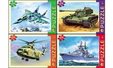 22. 54 ЭЛЕМЕНТА (поле - 17,5х13 см, коробка - 6,5х9х2,5 см, 4 дизайна по 8 шт. в боксе) (Рыжий Кот) ПАЗЛЫ. ТРАНСПОРТ (Арт. П54-3667)