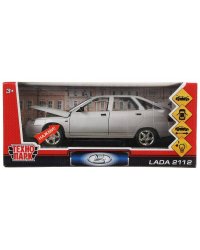 Машина металл свет-звук LADA 2112, 18,5 см, дв., кап.,баг.,инер.,сереб.,кор. Технопарк в кор.2*12шт