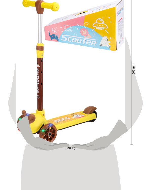 Самокат 3-х колесный со светом 50*25*57 （83）см (Арт. 806QJ/1)