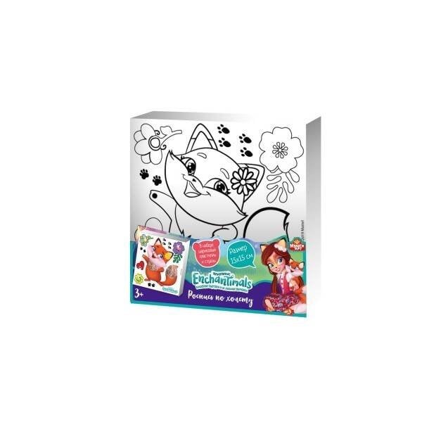 Набор д/тв-ва MultiArt Холст для росписи 15*15, Enchantimals (Флик Лис),стразы,шар.пласт. в кор.48шт