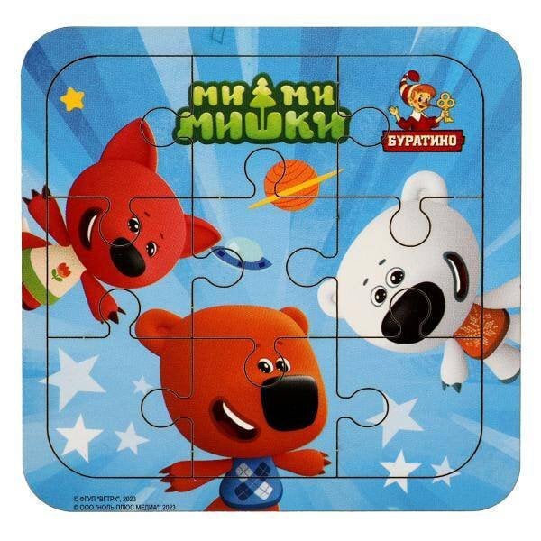 Игрушка деревянная пазл 10*10 см. Ми-ми-мишки терм. пакет Буратино в кор.189шт