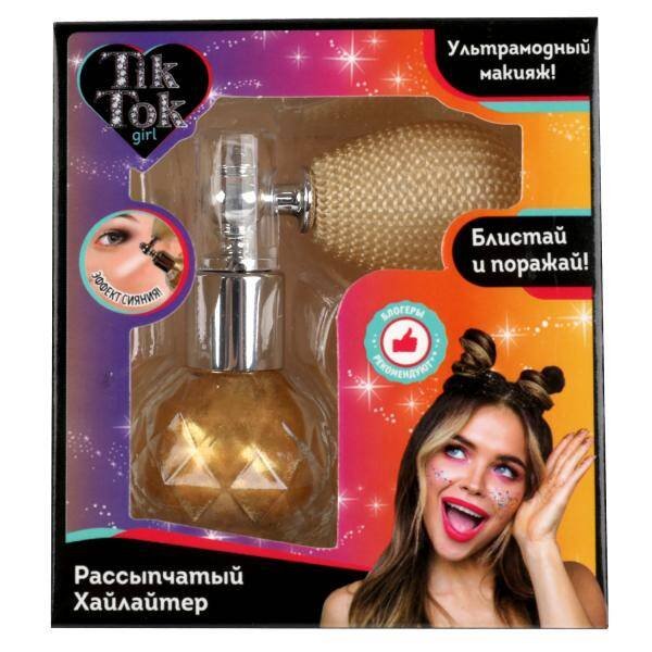 КОСМЕТИКА ДЕКОРАТИВНАЯ (Умка) Хайлайтер рассыпчаты, золотой TIK TOK GIRL в кор.4*24шт