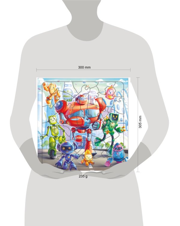 Пазл фигурный на подложке. 45 деталей. Роботы. 30х30,5 см. ГЕОДОМ