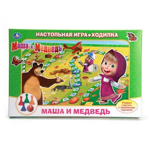 НАСТОЛЬНАЯ ИГРА-ХОДИЛКА "УМКА" "МАШИ И МЕДВЕДЬ" в кор.20шт