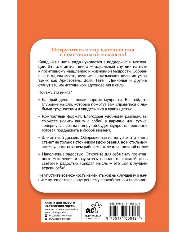 Позитивные мысли на каждый день. Книга на шнурке