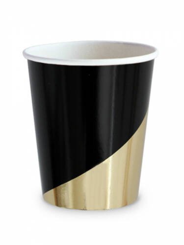 Бумажные стаканы  с тиснением Стильный чёрный, 250 мл, 6 шт ФЛ-2795