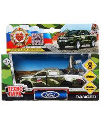 Машина металл FORD ranger, 12 см, дв., баг., инер.+солд. 4,5 см, в  ассорт. Технопарк в кор.2*24шт
