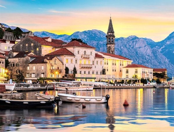 ГОРОД (Рыжий Кот) Алмаз мозаика (блест.) 30х40 см, с подр., с полн. заполн.цв.Старинный город на закате.(Арт. AS34024)