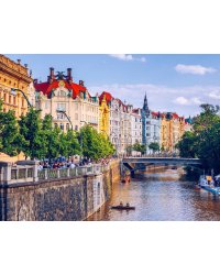 Алмаз мозаика (блест.) 30х40 см, с подр., с полн. заполн.цв.Яркий вид на набережной.(Арт. AS34023)