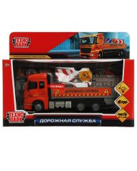 Машина металл свет-звук ДОРОЖНАЯ СЛУЖБА 20см, инерц, кузов, оранж, кор. Технопарк в кор.2*36шт