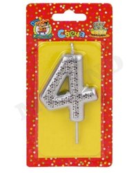 Свеча для торта Звёздочки, серебряная  Цифра 4 С-5998