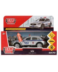 Машина металл свет-звук "INFINITI QX70 ПОЛИЦИЯ" 12см, открыв. двери, инерц., Технопарк в кор.2*36шт