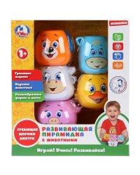 Развивающая пирамидка с животными Умка в русс. кор. в кор.2*24шт