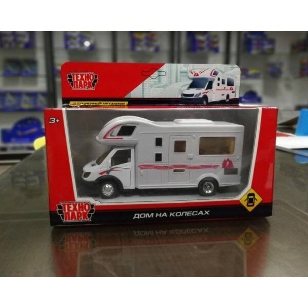 "ТЕХНОПАРК" (Умка) МОДЕЛЬ "ТЕХНОПАРК" МЕТАЛЛ. ИНЕРЦ. ДОМ НА КОЛЕСАХ, 17СМ, ОТКРЫВ. БОКОВАЯ ДВЕРЬ В РУСС. КОР в кор.48шт