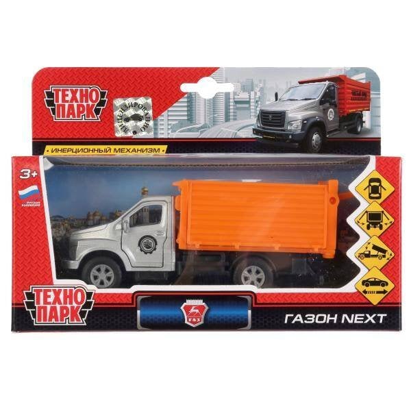 Машина металл ГАЗ Газон NEXT самосвал 14,5см, открыв. двери, инерц. в кор. Технопарк в кор.2*24шт