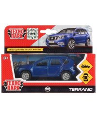 Машина металл Nissan Terrano синий 12 см, откр.дв.,багаж., инерц. в русс. кор.Технопарк в кор.2*24шт