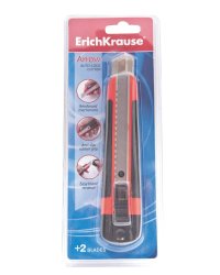 Нож канцелярский ARROW auto-lock (18 мм) дв. блистер (Красный)