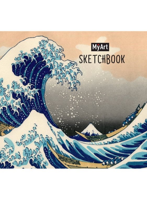 СЕРИЯ: MyArt. КВАДРАТНЫЙ СКЕТЧБУК 80л мат. ламин. выб.лак., ляссе, резинка 200х200 (бумага 100гр) (Проф-Пресс) MyArt. КВАДРАТНЫЙ СКЕТЧБУК. Большая волна в Канагаве