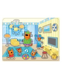 Игрушка деревянная Три Кота вкладыши 30*20, терм. пакет Буратино в кор.150шт