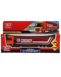 Машина металл ТЯГАЧ С ПРИЦЕПОМ 19,5 см, подвиж. дет., кор. Технопарк в кор.2*84шт