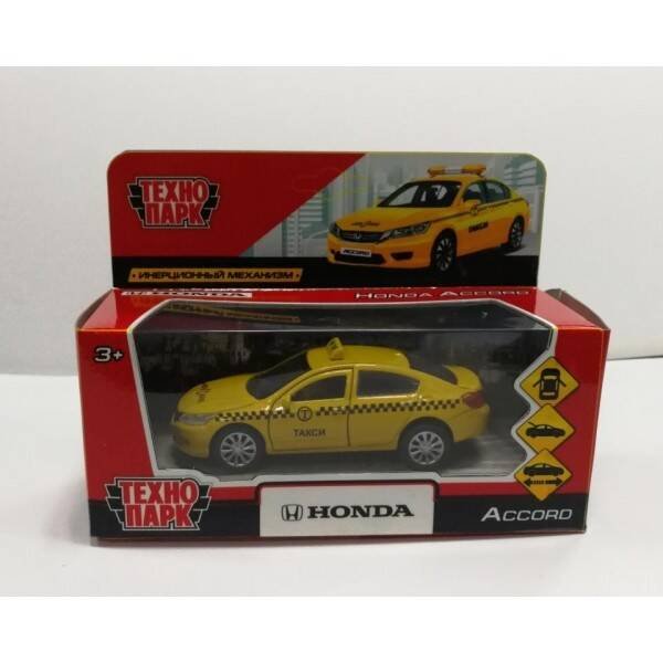 Машина металл "HONDA ACCORD ТАКСИ", длина 12см, открыв. двери, инерц. в кор. Технопарк в кор.2*36шт