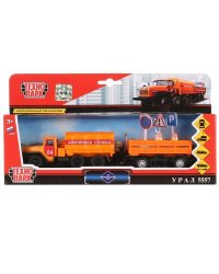 Машина УРАЛ аварийный 12см, открыв. двери, инерц., с прицепом в кор. Технопарк в кор.2*12шт