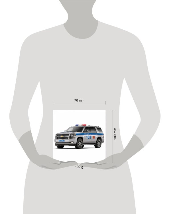 Машина металл "CHEVROLET TAHOE ПОЛИЦИЯ", длина.12 см,откр дв, багаж,инерц.Технопарк в кор.2*36шт