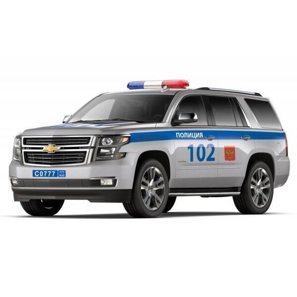 Машина металл "CHEVROLET TAHOE ПОЛИЦИЯ", длина.12 см,откр дв, багаж,инерц.Технопарк в кор.2*36шт