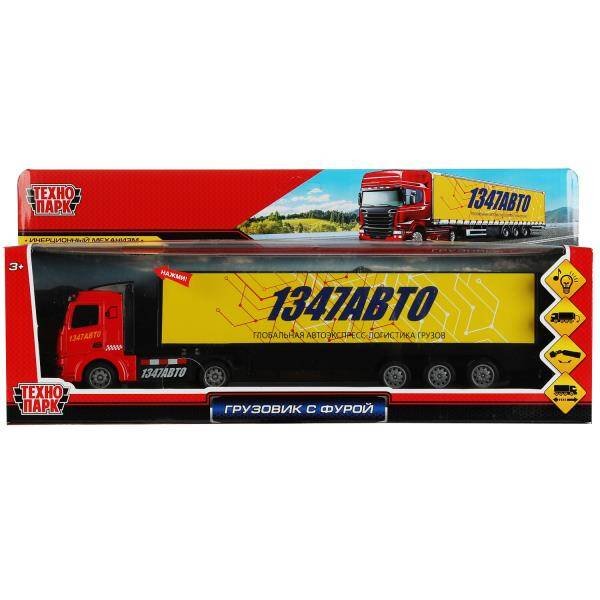 Машина металл свет-звук ГРУЗОВИК 32 см, подвиж. дет., багаж., инерц., кор. Технопарк в кор.2*30шт