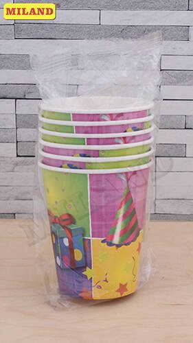 Стаканы бумажные С Днём Рождения! (255 мл, 6 шт) флоупак, ПФ 6 ФП-4422