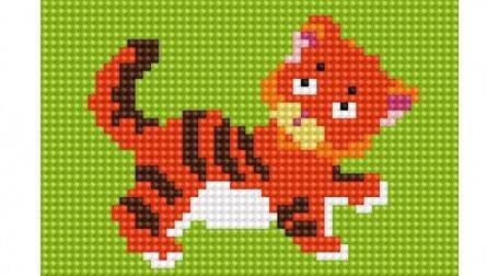 Алмаз. мозаика (блест.) 10х15 см, с подр., с полн. заполн. (9 цв.) ТИГРЕНОК (AS1004)