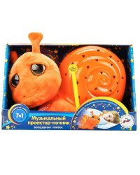 МЯГКАЯ ИГРУШКА "МУЛЬТИ-ПУЛЬТИ" ПРОЕКТОР-НОЧНИК УЛИТКА, СВЕТ+ЗВУК, 7 КОЛЫБЕЛЬНЫХ В КОР. в кор.6шт