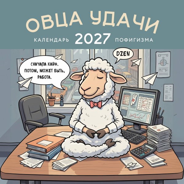 Овца удачи. Календарь пофигизма. Календарь настенный на 2027 год (300х300 мм)