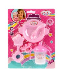 Набор для пупса "КАРАПУЗ" на 5 предм. (погремушка,поильник,тарелка,ложка,соска) на карт в кор.2*96шт