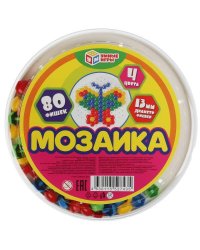 Мозаика пластиковая. 80 фишек. 4 цвета. Круглая. Диаметр 185мм Умные игры в кор.24шт