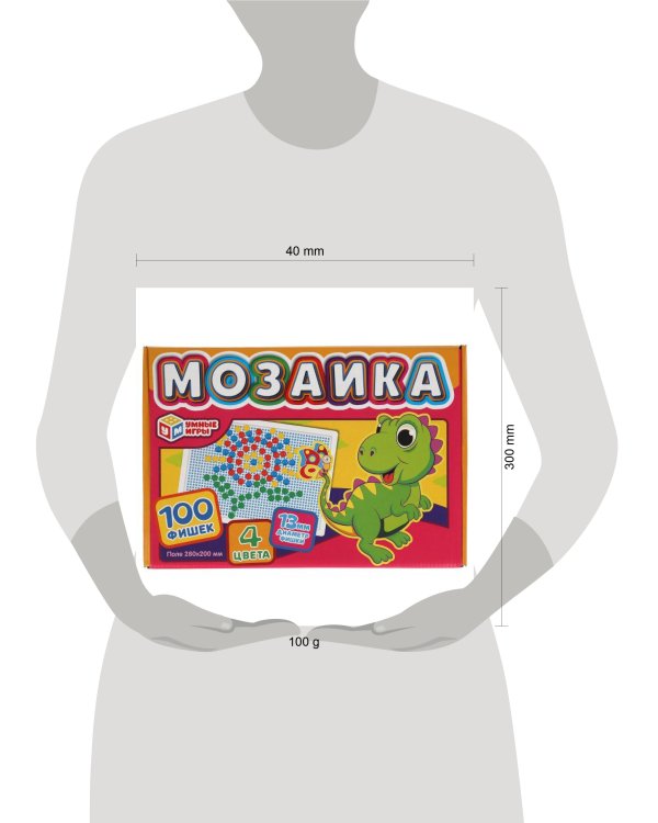 Дракон. Мозаика пластиковая. 100 фишек. 4 цвета. Поле 280х200мм. в кор. Умные игры в кор.16шт