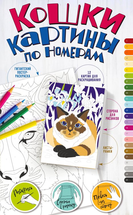 Гигантский альбом-рамка. Подарок своими руками без ножниц и клея Картины по номерам. Кошки