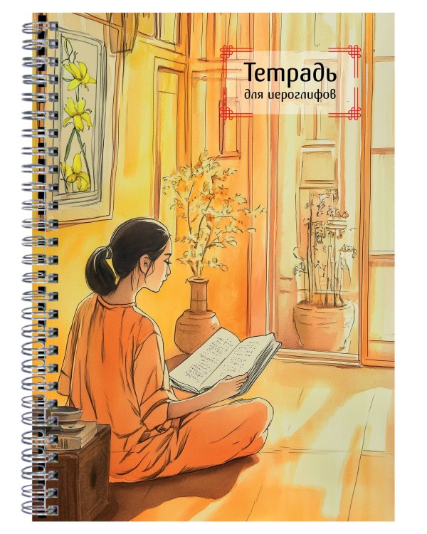 Тетрадь для иероглифов на пружине (Девушка и книга)