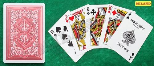 Игральные карты серия "Lewis & Wolf" red 54 шт/колода  (poker size index jumbo, 63*88 мм) ИН-3824