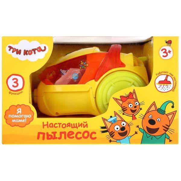 Пылесос ТРИ КОТА ТМ "Играем вместе" на бат. свет+звук в русс. кор. в кор.2*30шт