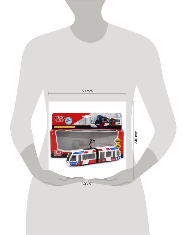 МАШИНА "ТЕХНОПАРК" МЕТАЛЛ. ИНЕРЦ. ТРАМВАЙ НОВЫЙ С ГАРМОШКОЙ 19СМ, ОТКРЫВ. ДВЕРИ В КОР. в кор.2*24шт