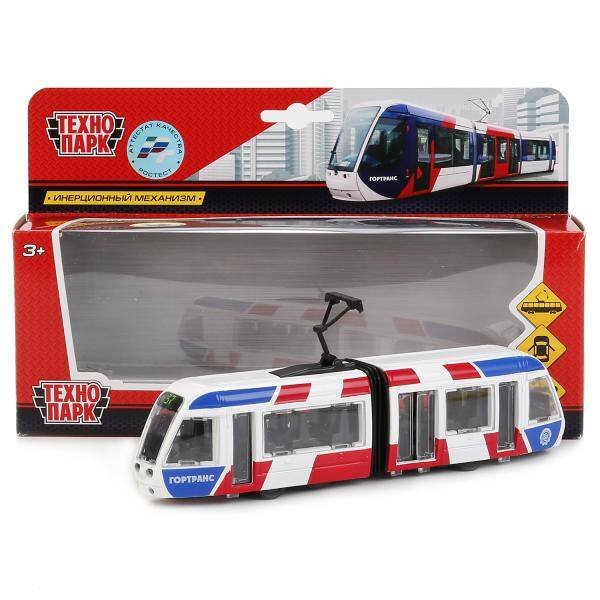 "ТЕХНОПАРК" БЕЗ СВЕТА И ЗВУКА (Умка) МАШИНА "ТЕХНОПАРК" МЕТАЛЛ. ИНЕРЦ. ТРАМВАЙ НОВЫЙ С ГАРМОШКОЙ 19СМ, ОТКРЫВ. ДВЕРИ В КОР. в кор.2*24шт