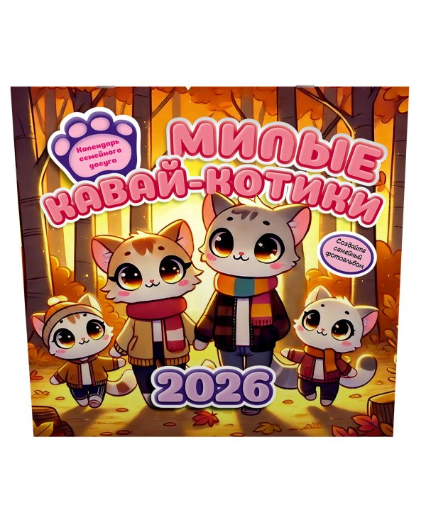 Милые кавай-котики. Календарь семейного досуга 2026