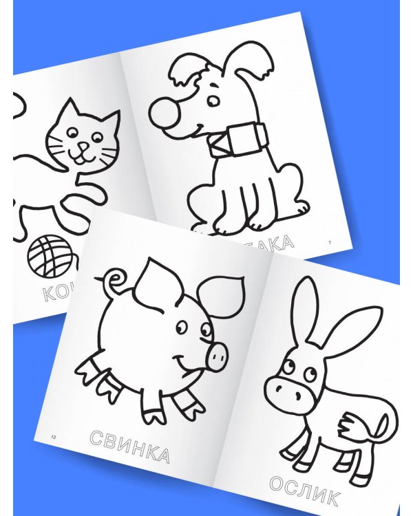 Животные. Большая раскраска с буквами и цифрами