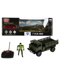 Машина р/у ГАЗ 66, 25 см, свет, с солдатом, зелен, кор. Технопарк в кор.2*18шт