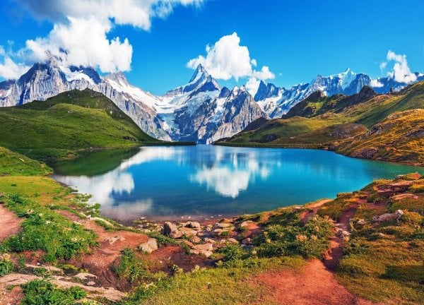 Алмаз мозаика (блест.) 30х40 см, с подр.,с полн.заполн.цв.Голубое озеро у гор. (Арт. AS34048)