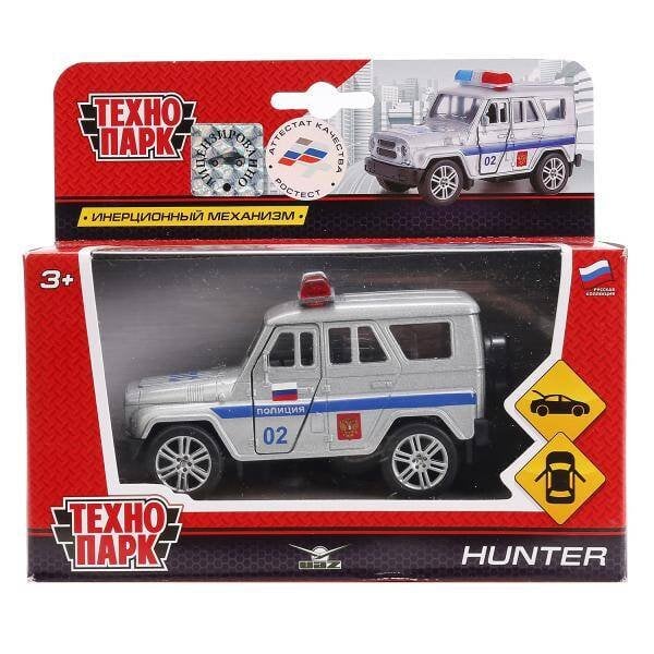 "ТЕХНОПАРК" БЕЗ СВЕТА И ЗВУКА (Умка) МАШИНА "ТЕХНОПАРК" МЕТАЛЛ. ИНЕРЦ. UAZ HUNTER ПОЛИЦИЯ 11,5СМ, ОТКРЫВ. ДВЕРИ В РУСС. КОР. в кор.2*24шт