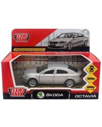 Машина металл "SKODA OCTAVIA" 12см, открыв. двери, инерц, СЕРЕБРИСТЫЙ в кор. Технопарк в кор.2*36шт